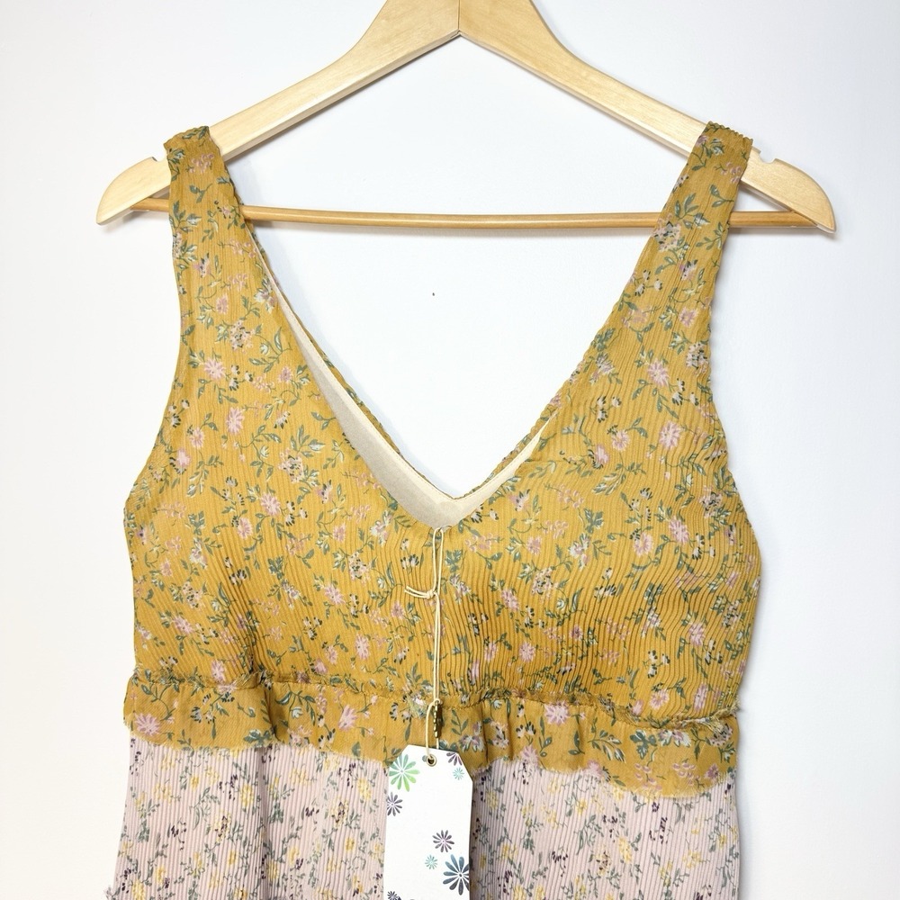 Show Me Your MuMu Ditsy Floral Tiered Pearl Mini Dress XS Boho Festival Fairy - Picture 4 of 12